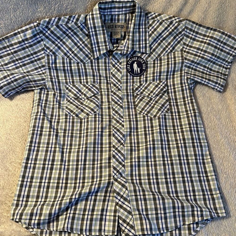Blue Plaid Western Youth Shirt